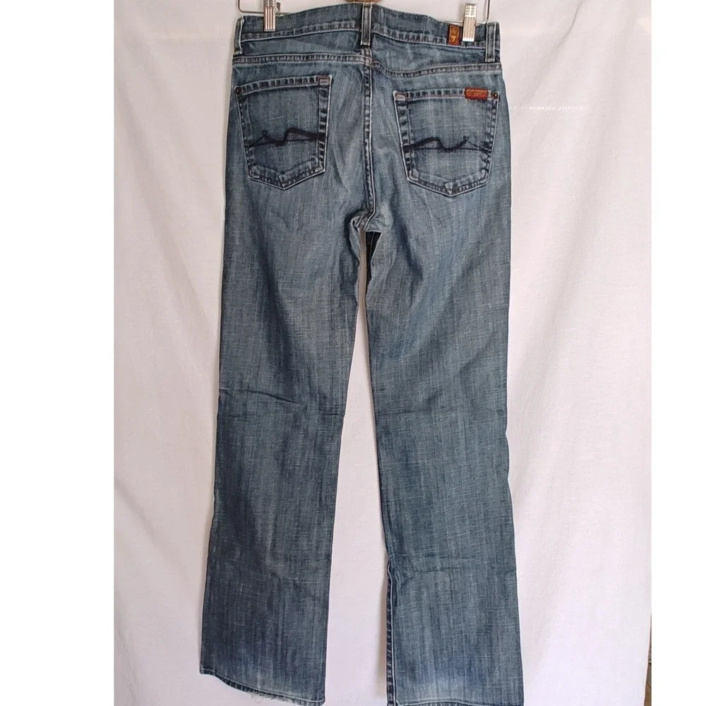 7 For All Mankind Bootcut Jeans 29 Blue Stretch Denim‎ Squiggle Y2K Low Rise